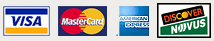 We proudly accept Visa, MasterCard, American Express and Discover
