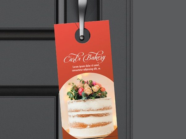 Printed door hanger on a door