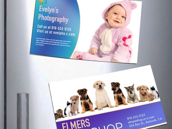 Printed magnets on a refrigerator